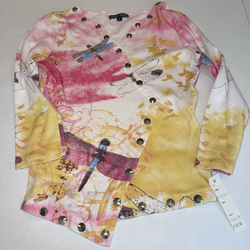 Boho Chic Small 24181 Retail‎ $69 NWT Dragon Flies And Grommets Whimsical